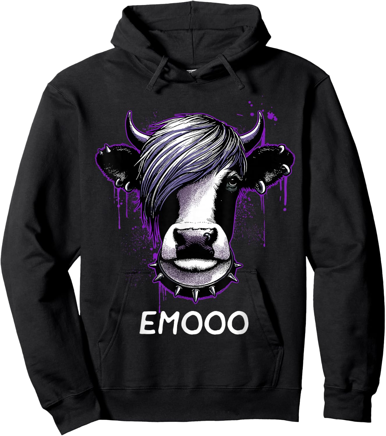 Emo Shirt Emo Cow Emooo Emocore Farm Shirt For Emo Farmers Hoodie - Hoodie | Black