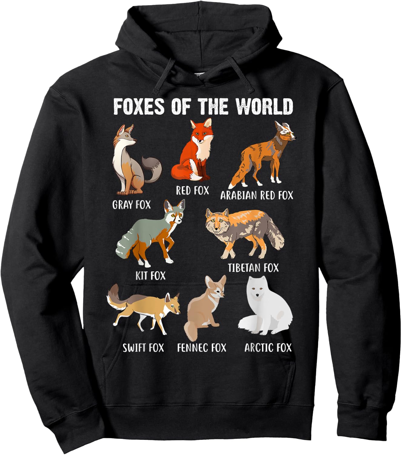 Funny Foxes of the World Fox Types Fox Animal Lover Fox Idea Hoodie - Hoodie | Black