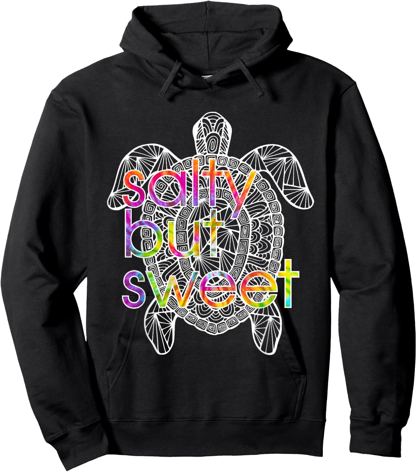 Salty Sweet Sea Turtle Attitude Tie Dye Southern Prep Gear Hoodie - Hoodie | Black