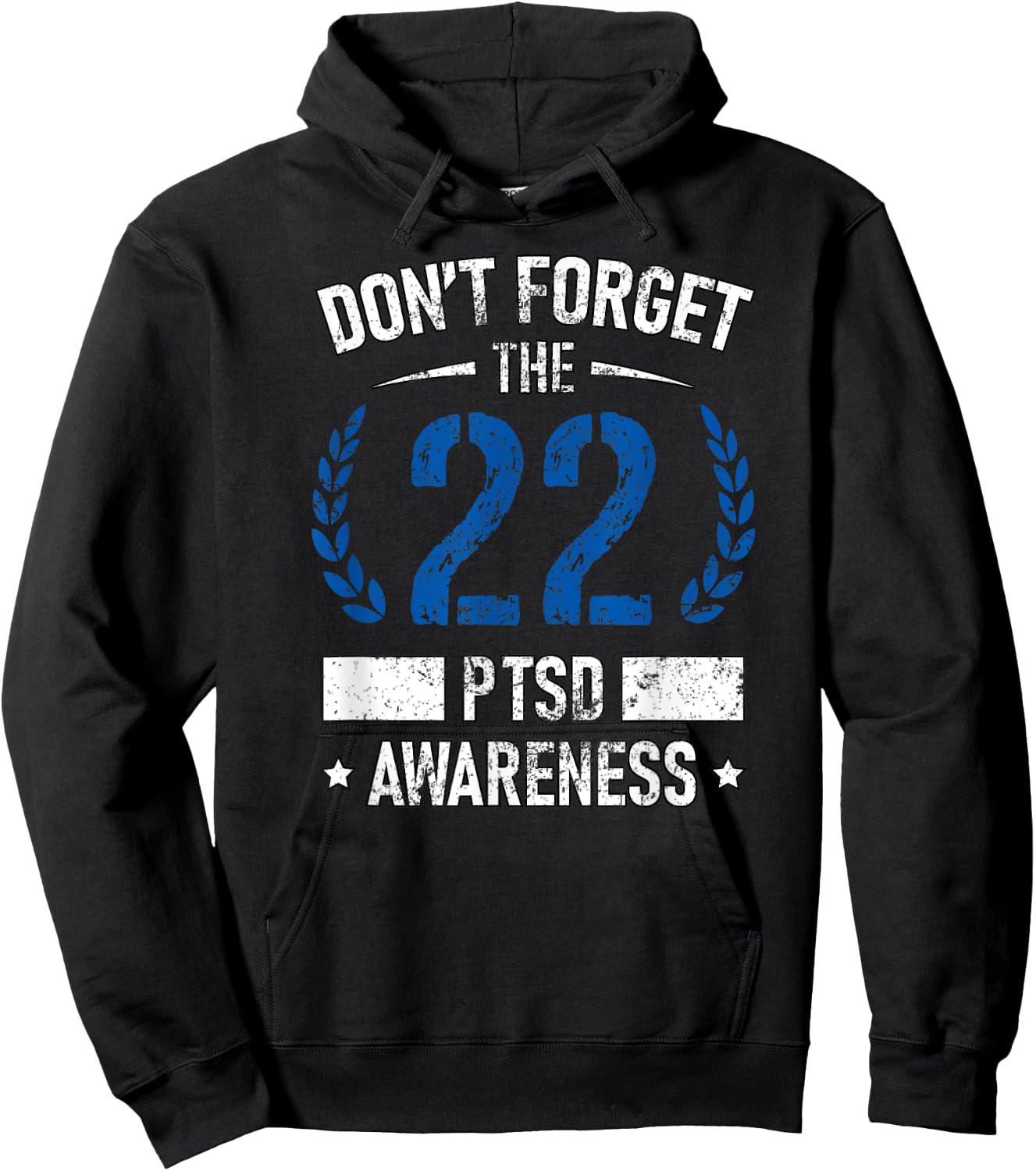 PTSD Suicide Awareness American Veteran Soldier 22 A Day USA Hoodie - Hoodie | Black
