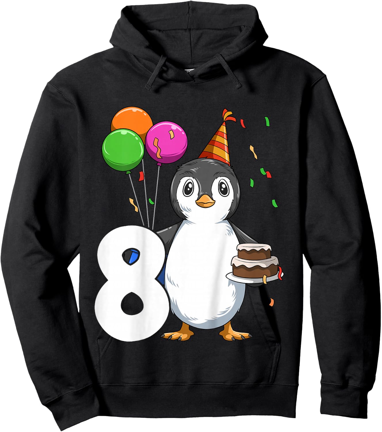 Penguin Birthday 8 Penguin 8th Birthday Outfit Penguin Party Hoodie - Hoodie | Black