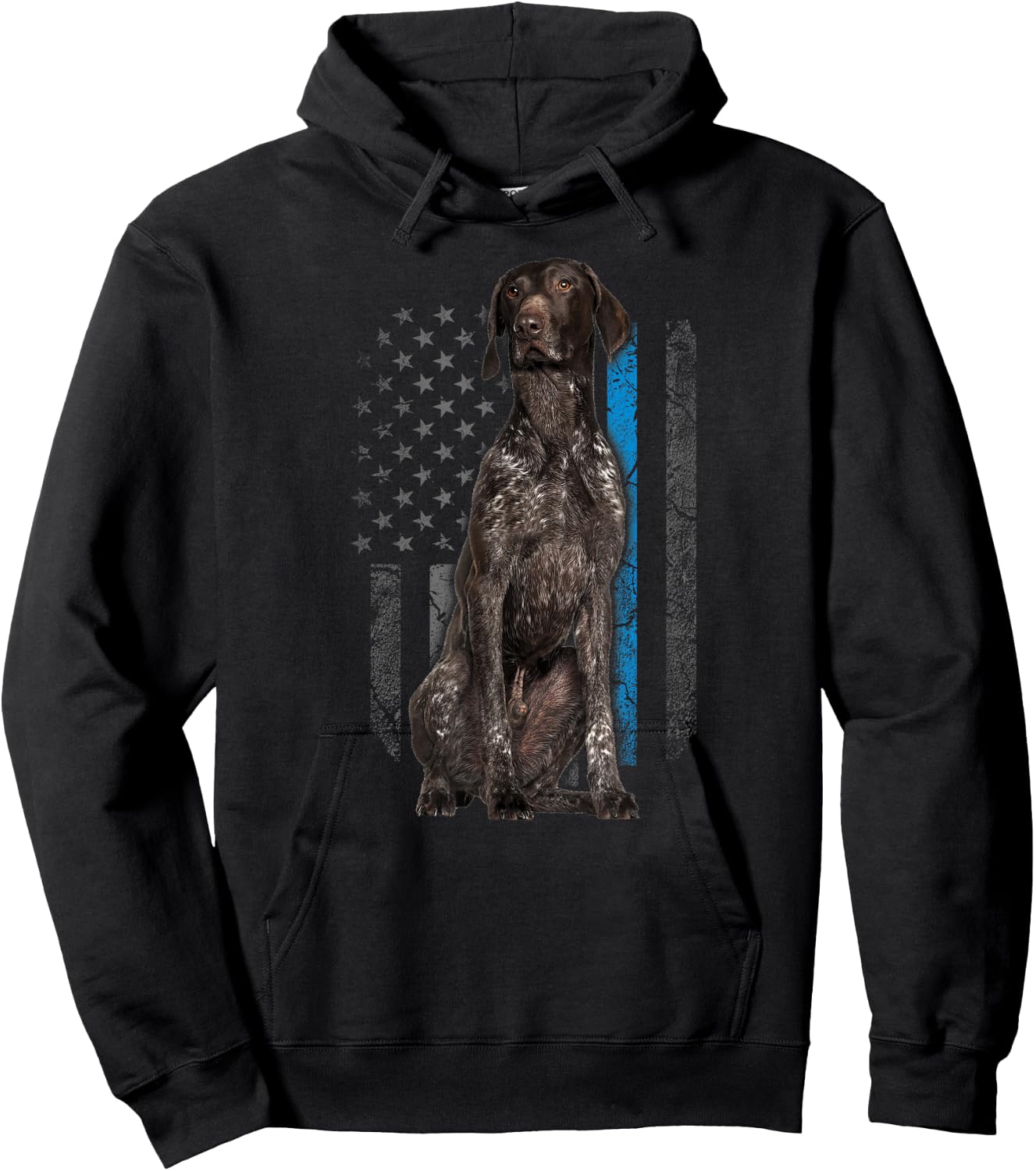 Thin Blue Line American Flag German Pointer Police Dog K-9 Hoodie - Hoodie | Black