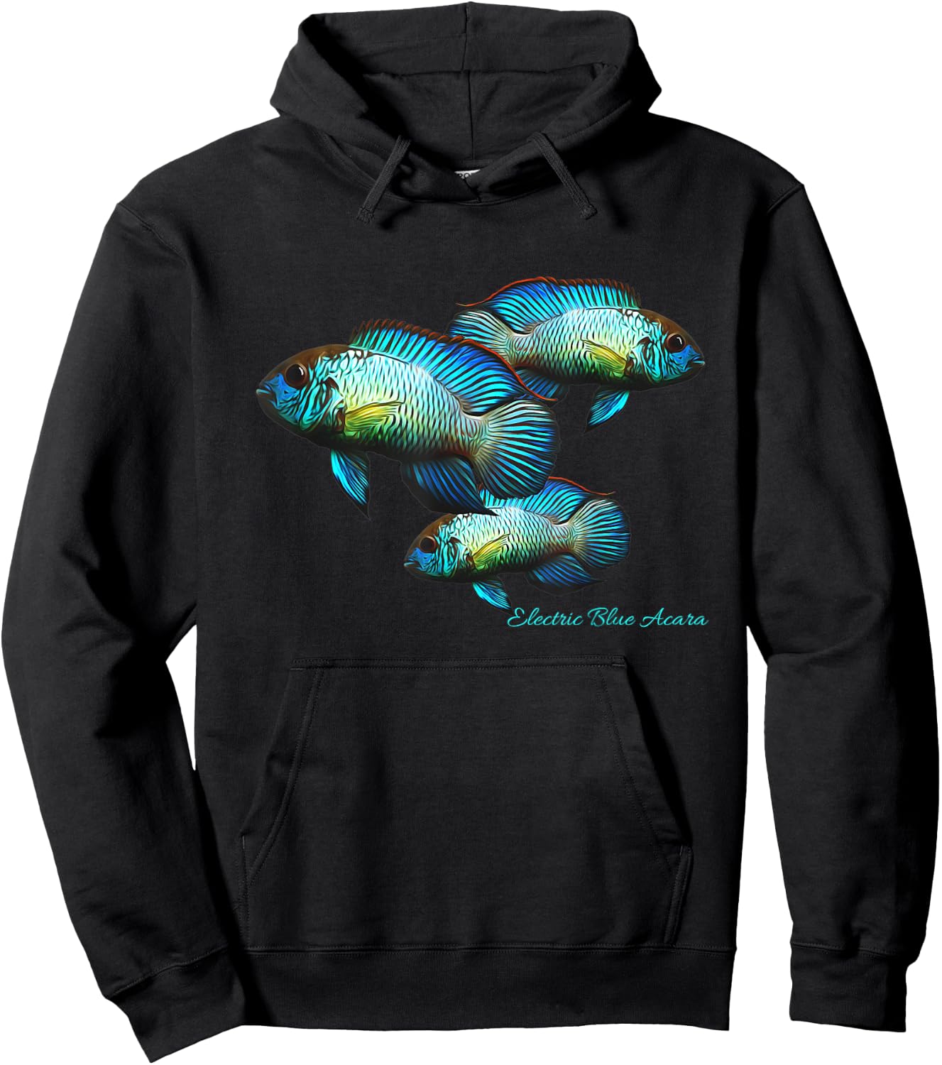 Electric Blue Acara Breeders Dwarf Cichlids Aquarium Fish Hoodie - Hoodie | Black