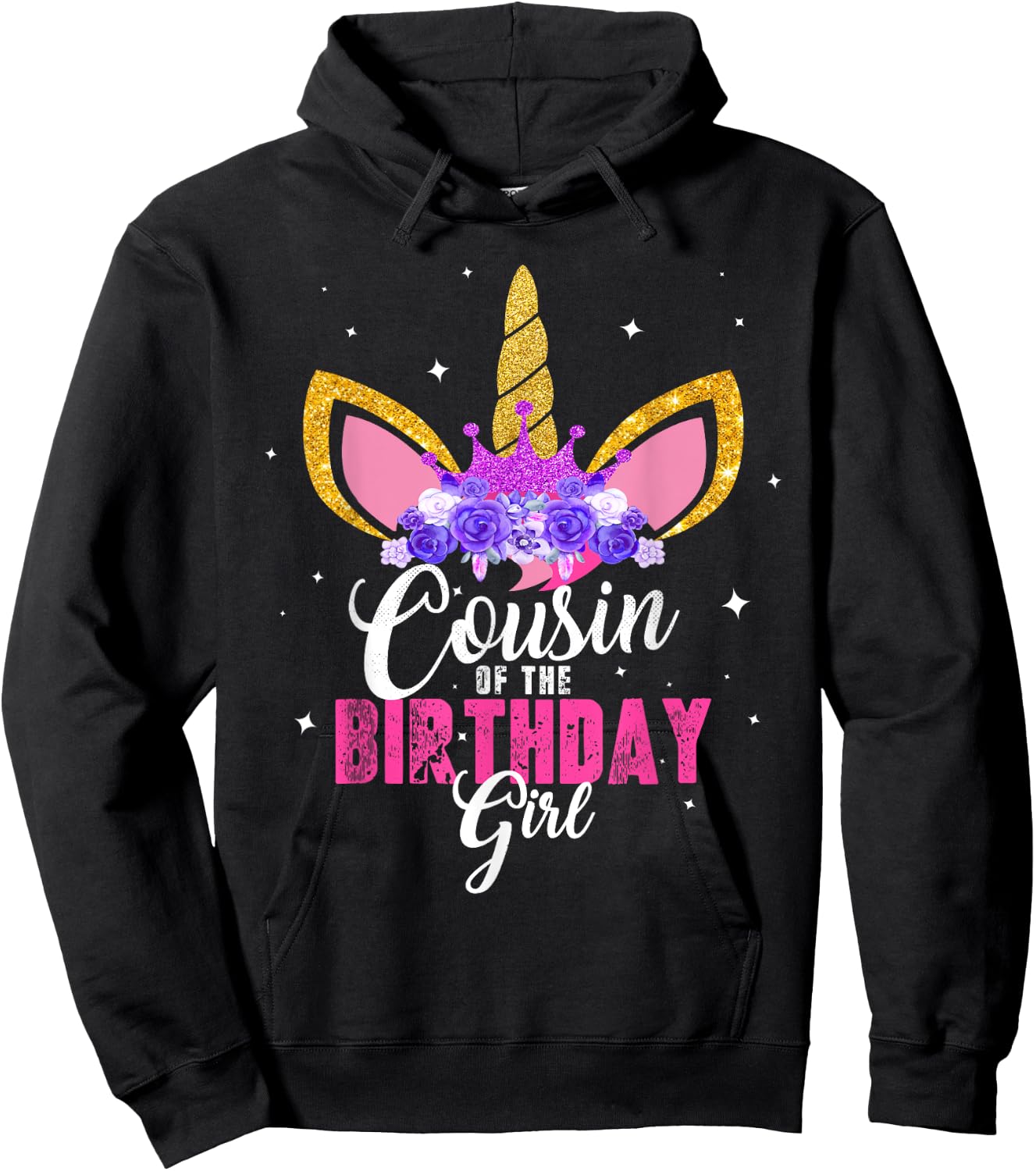 Cousin Of The Birthday Girl Unicorn Birthday Princess Hoodie - Hoodie | Black