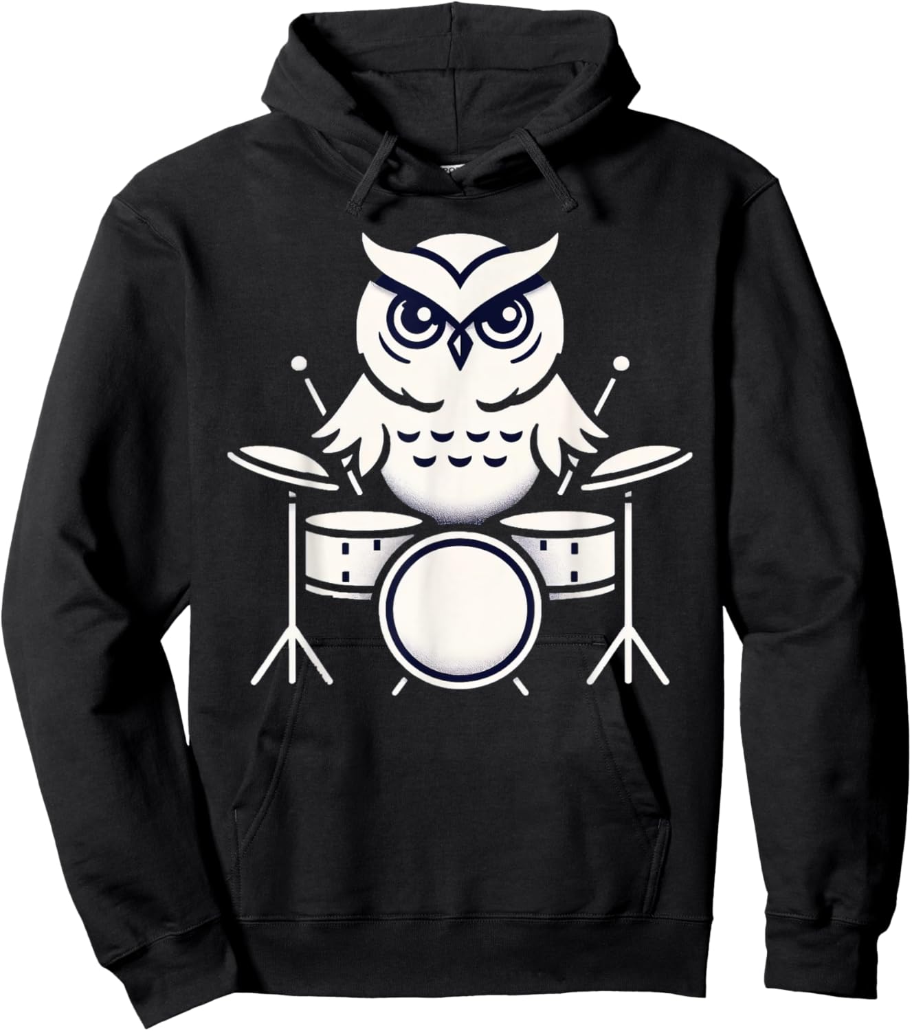 Cute Owl Playing Drums Owls Drummer Music Hoodie - Hoodie | Black