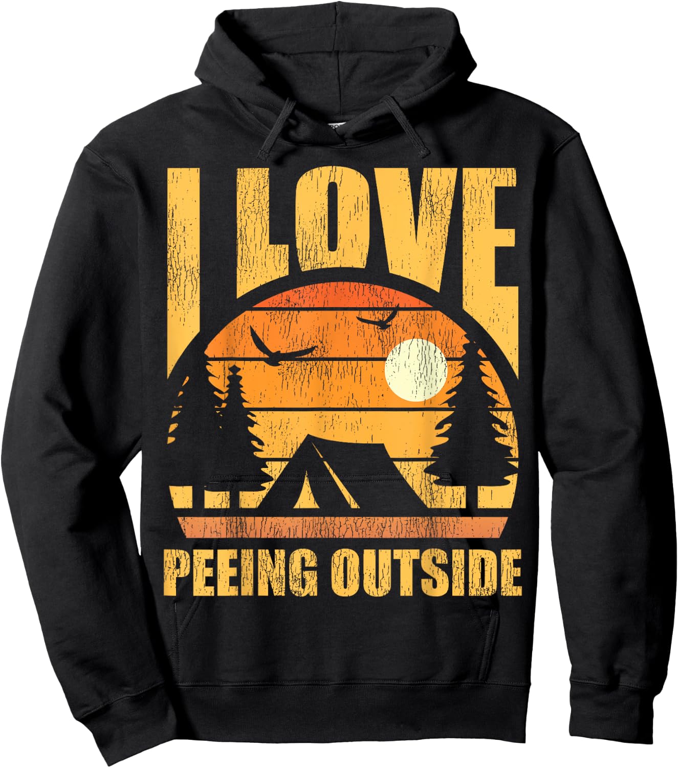 Retro Vintage I Love Peeing Outside Funny Hiking Camping Hoodie - Hoodie | Black