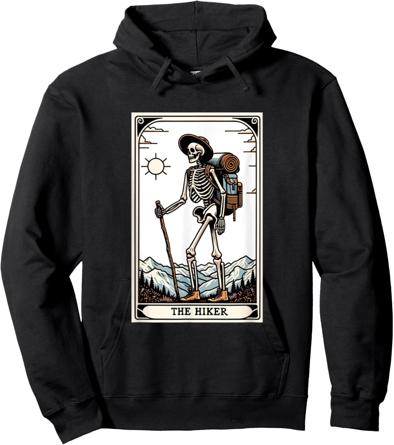 The Hiker Skeleton Tarot Card Hoodie - Hoodie | Black
