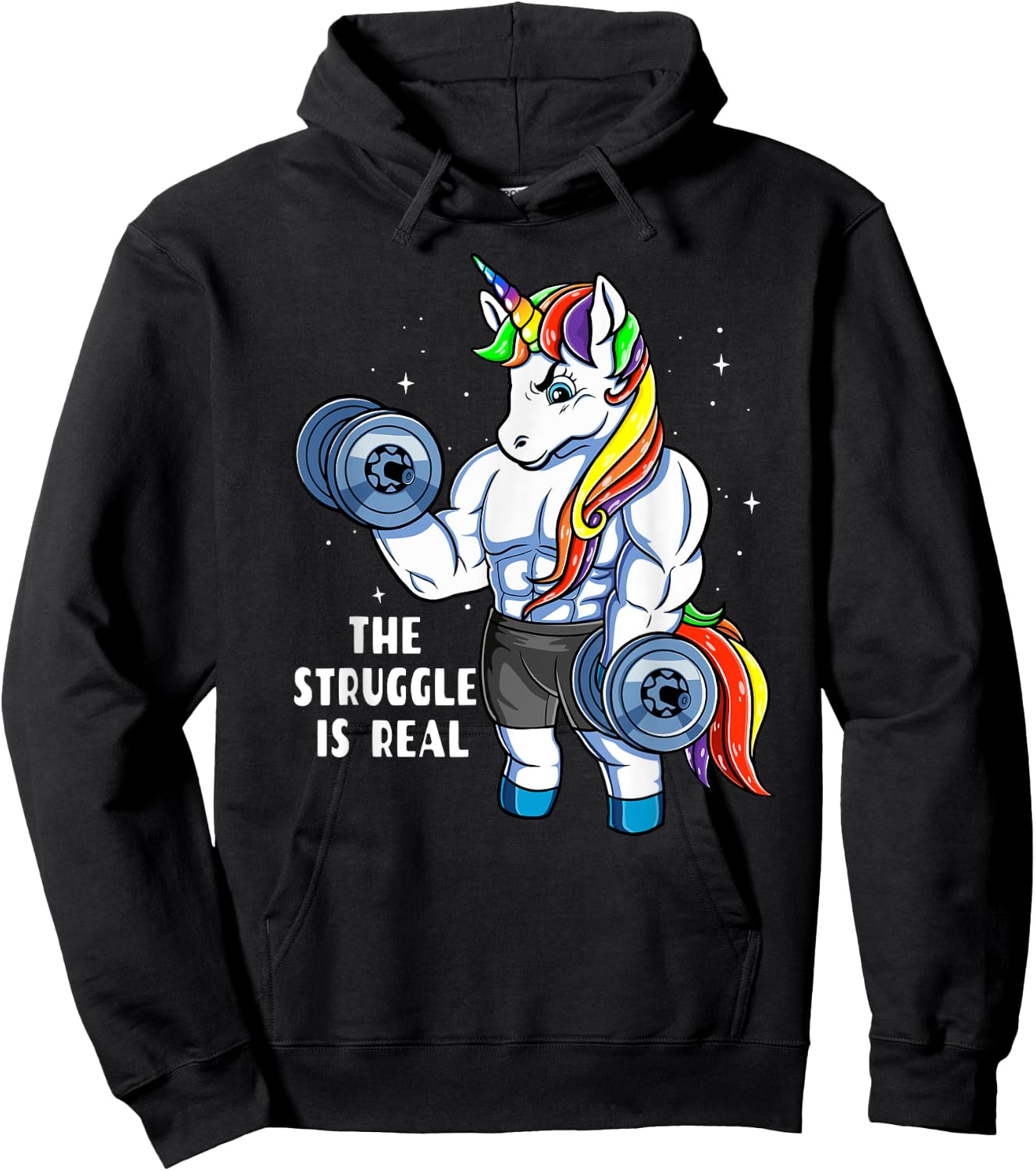 Unicorn Weightlifting T shirt - Rainbow Unicorn Gym Women Hoodie - Hoodie | Black