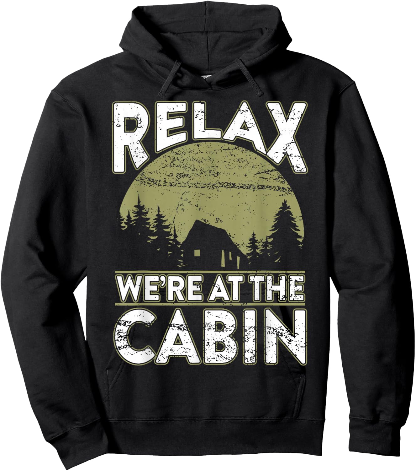 Vintage Cabin Relaxing Outdoor We're at the Cabin Gift Hoodie - Hoodie | Black