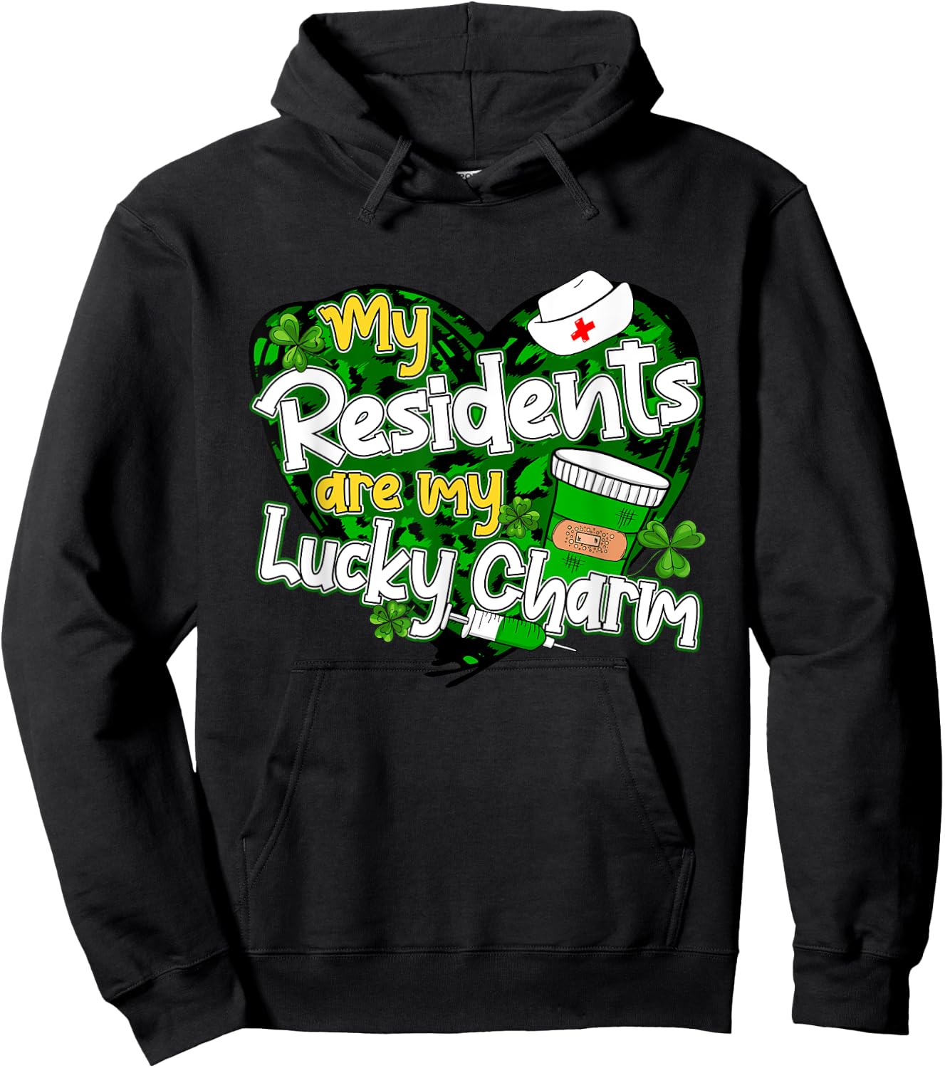 My Residents Are My Lucky Charms Patrick's Day Doctor Nurse Hoodie - Hoodie | Black