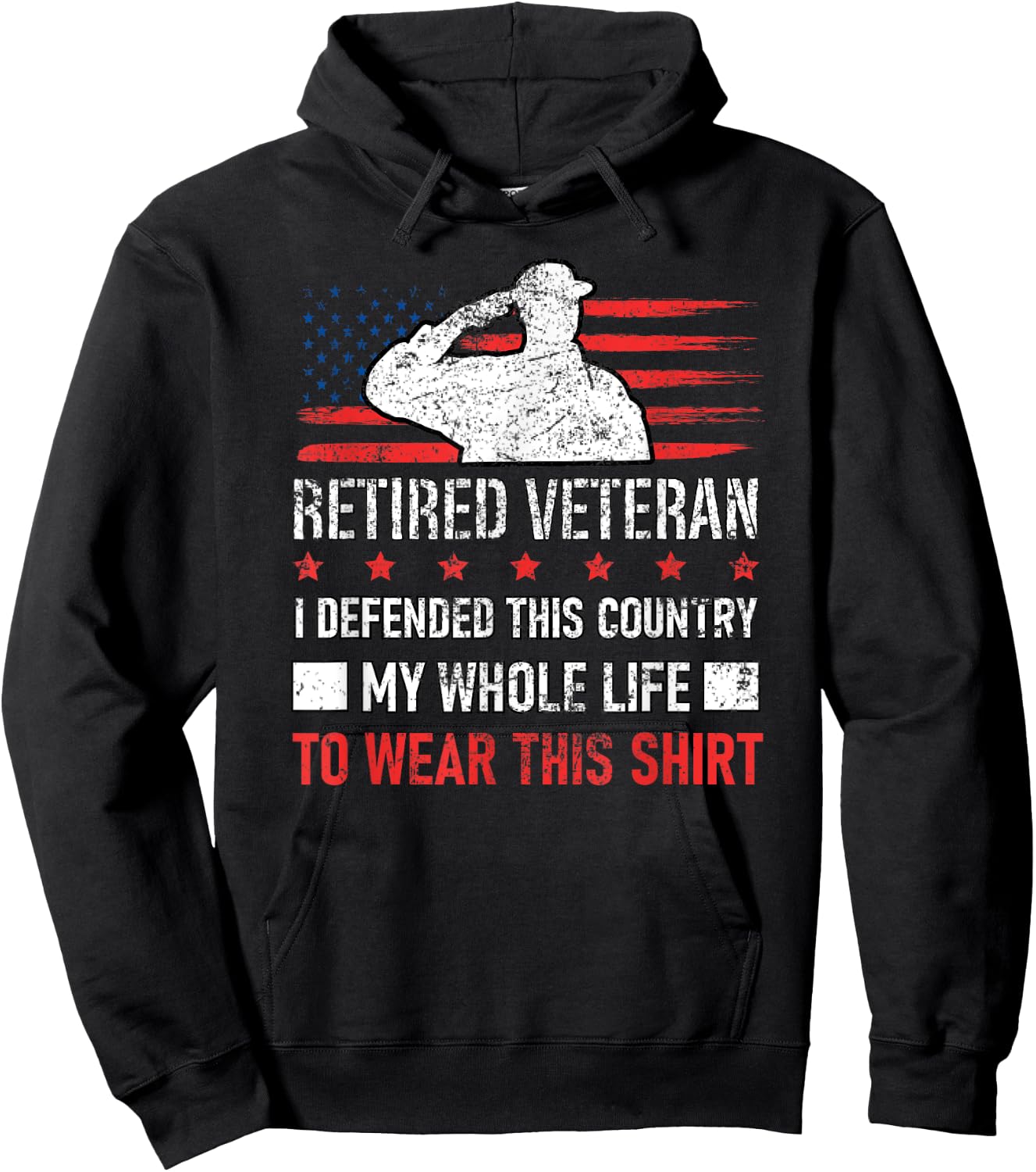 Retired Veteran USA Soldier Defend America Military Patriot Hoodie - Hoodie | Black