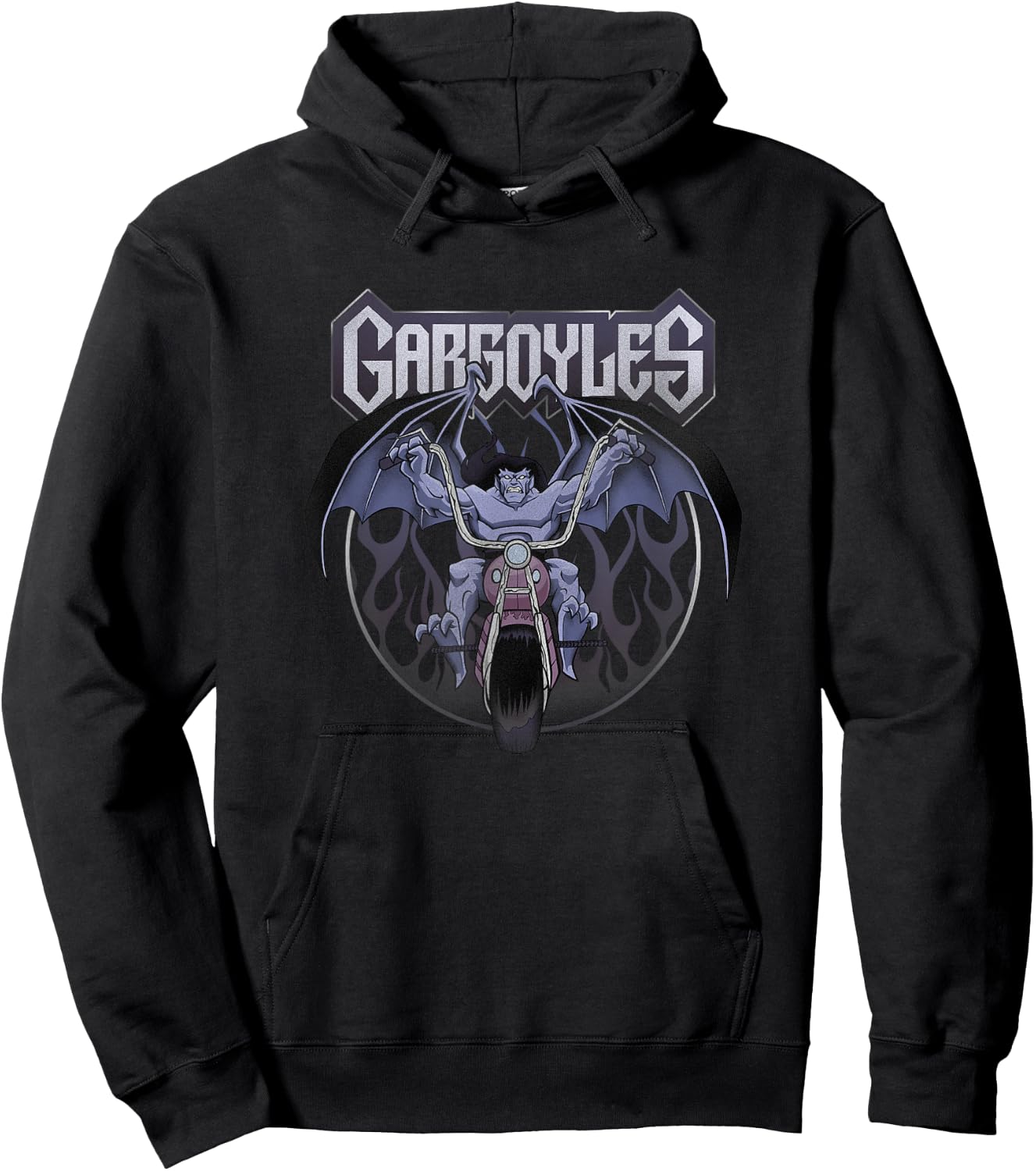 Disney Gargoyles Motorcycle Flames Let's Ride Hoodie - Hoodie | Black