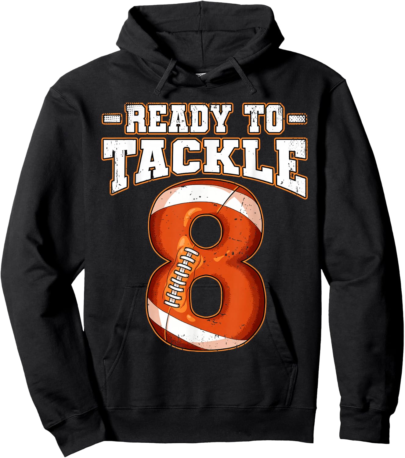 8th Birthday Football Hoodie - Hoodie | Black