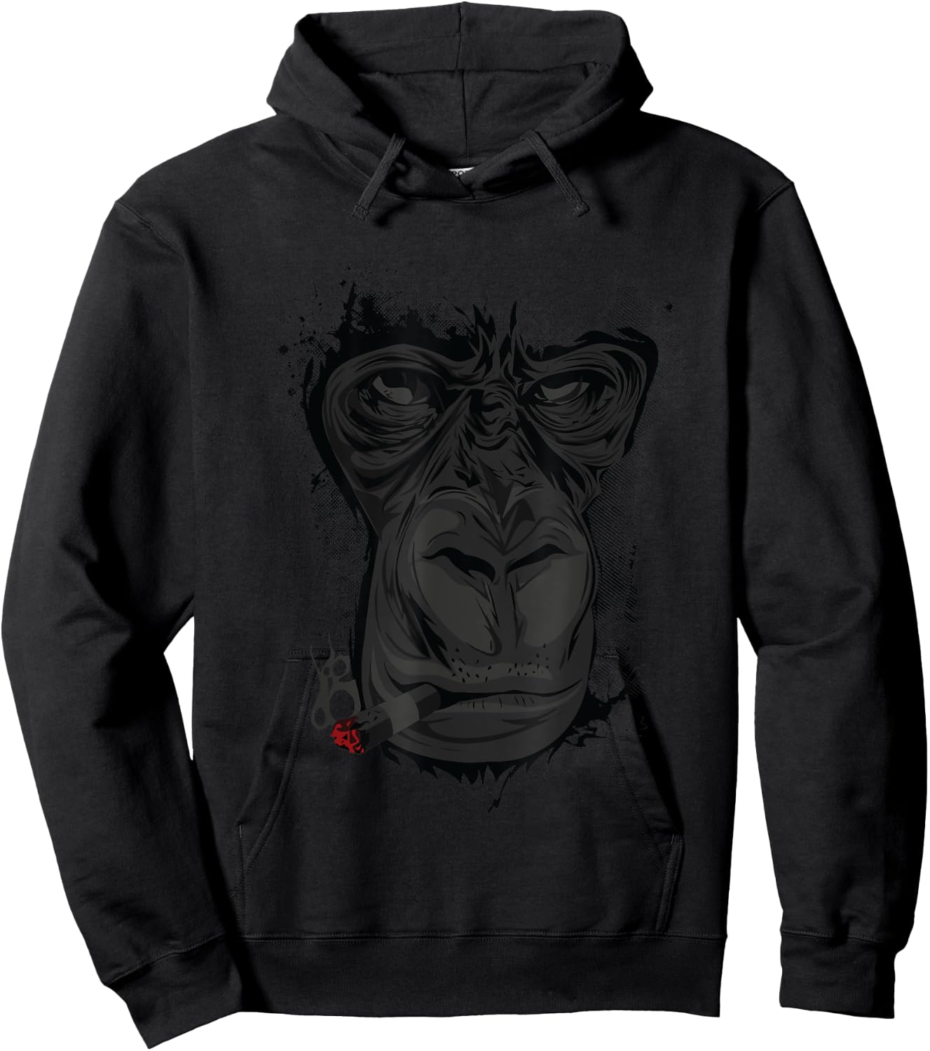 Angry Gorilla Shirt Graphic Ape Cigar Smoking Monkey Gift Hoodie - Hoodie | Black