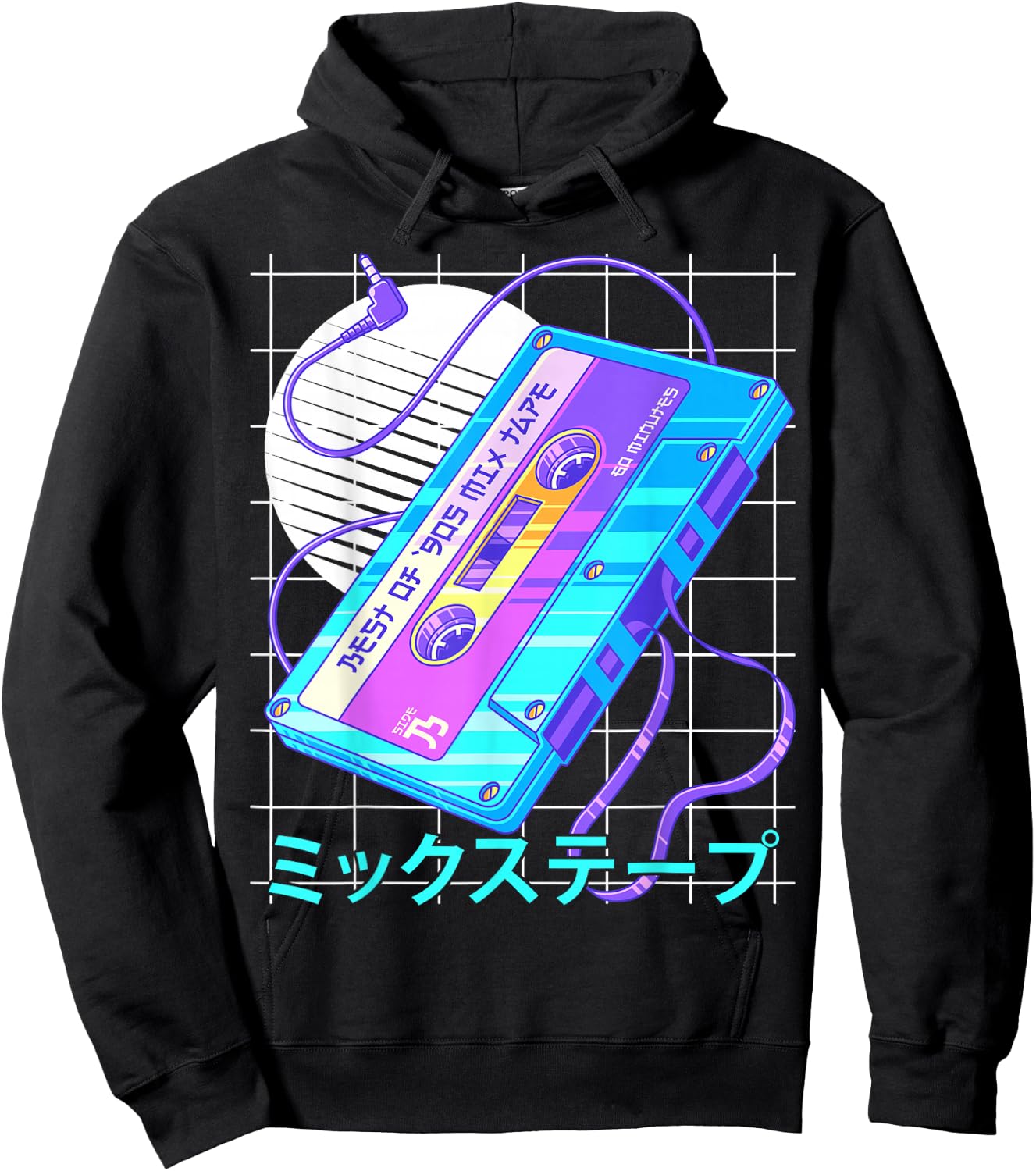 90s Japanese Otaku Vaporwave Aesthetic Retro Art Mixtape Hoodie - Hoodie | Black