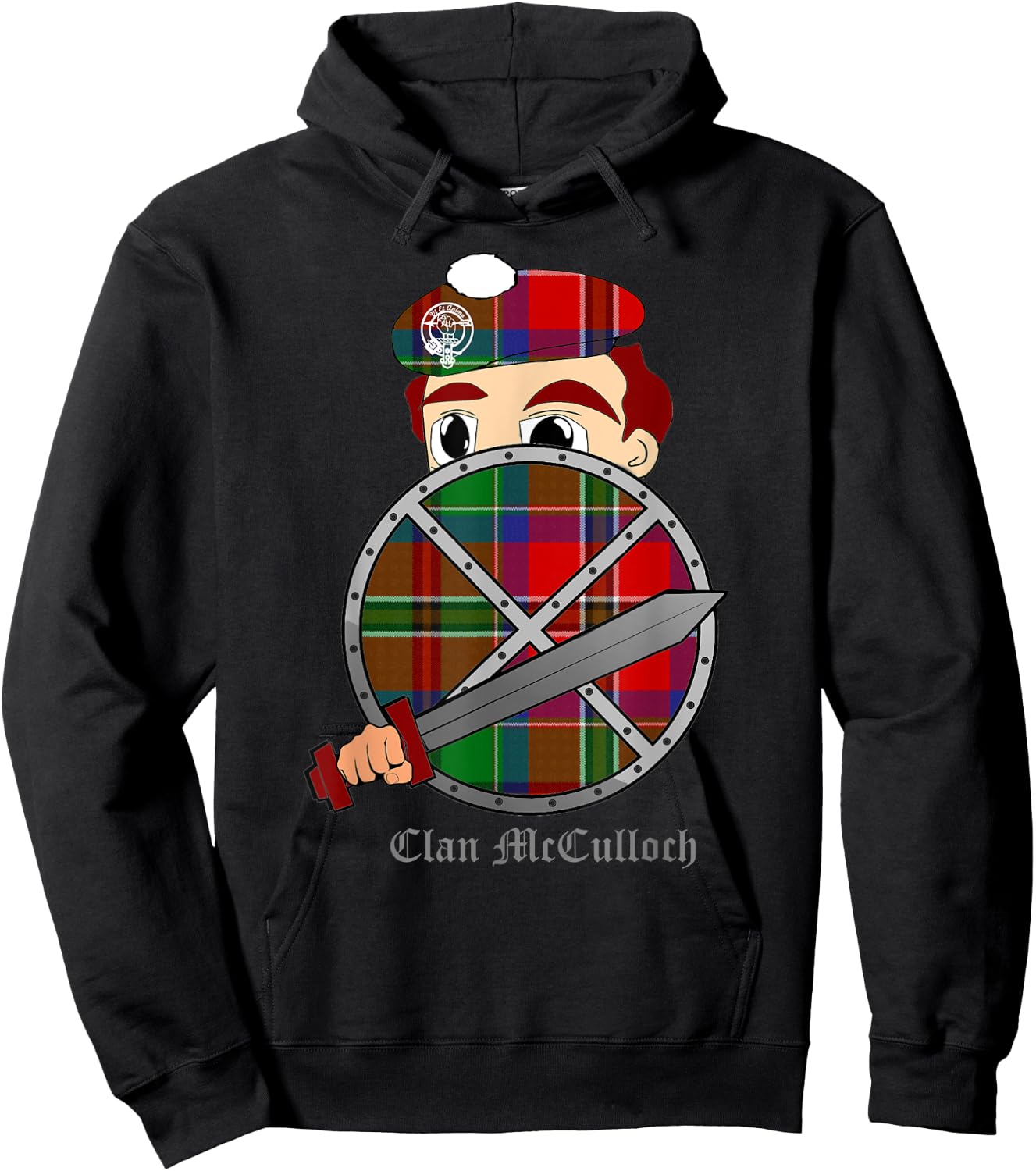 Clan McCulloch surname last name Scottish Tartan crest Hoodie - Hoodie | Black
