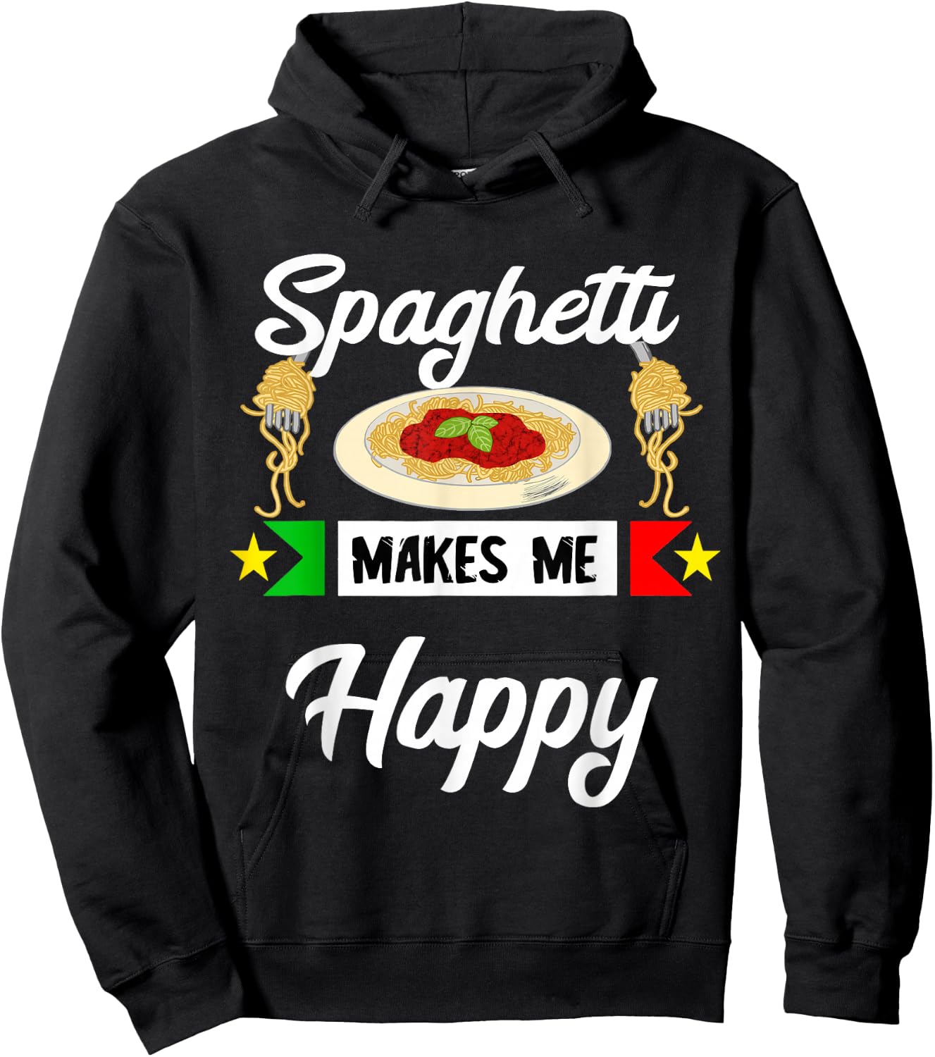 Italian spaghetti makes me happy pasta noodles Hoodie - Hoodie | Black