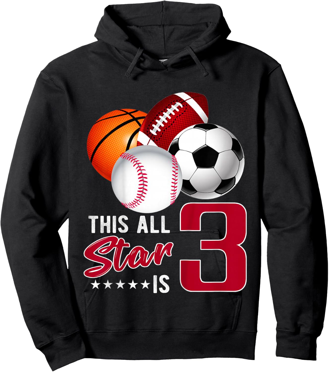 This All Star is 3 Years Old Gift Kids Birthday Hoodie - Hoodie | Black