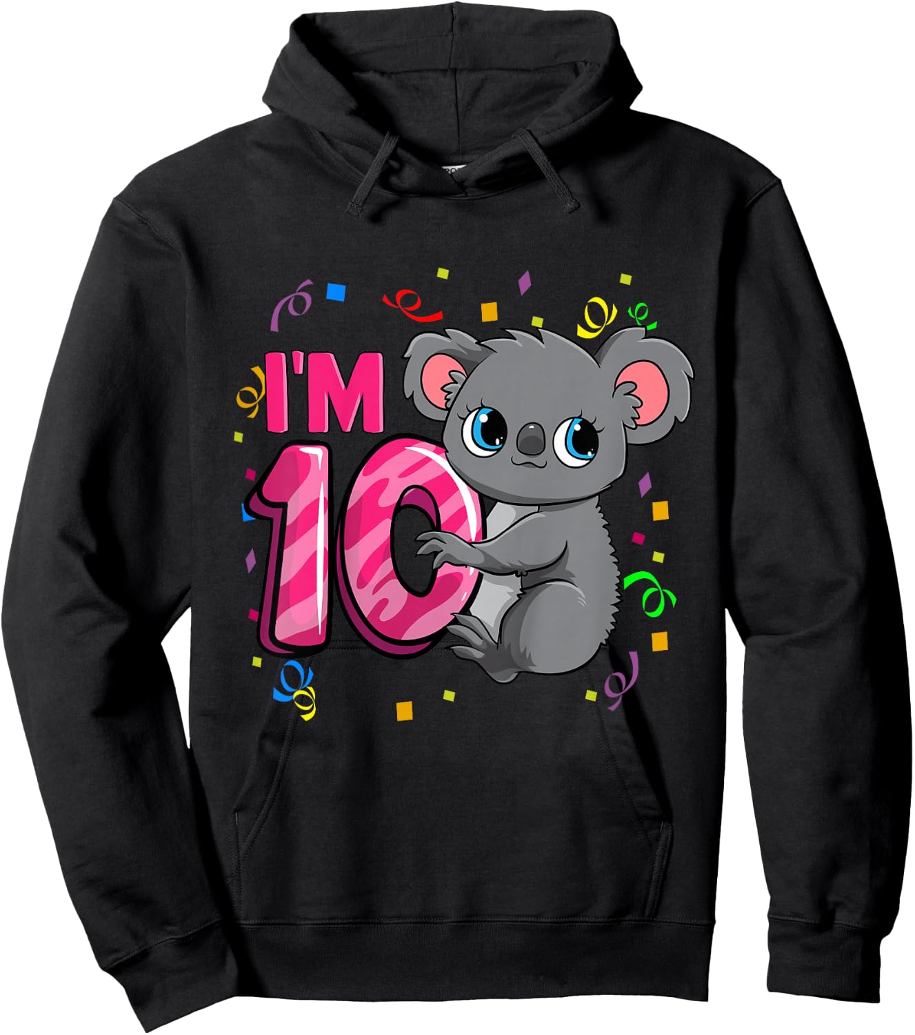 10th Birthday Shirt For Girls Koala Bear 10 Years Old Hoodie - Hoodie | Black
