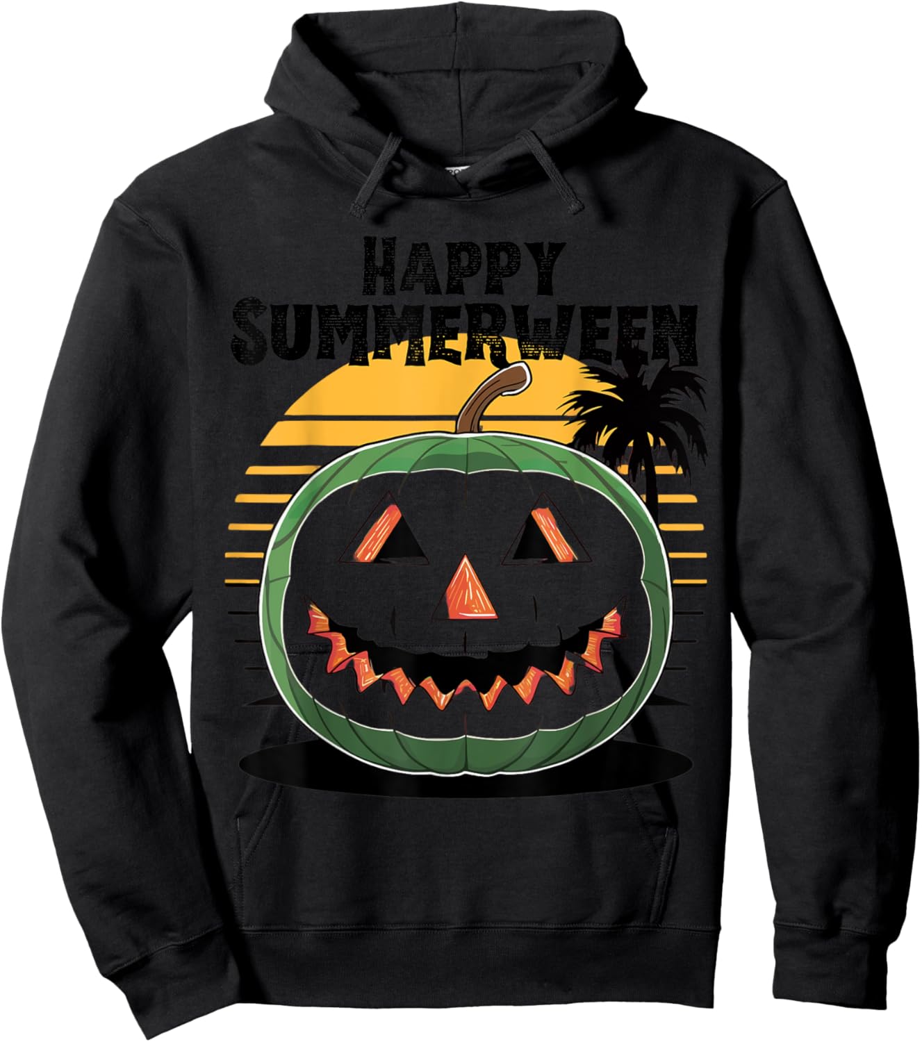 Happy Summerween Watermelon Jack-o'-Lantern Summer Halloween Women Kids Hoodie - Hoodie | Black