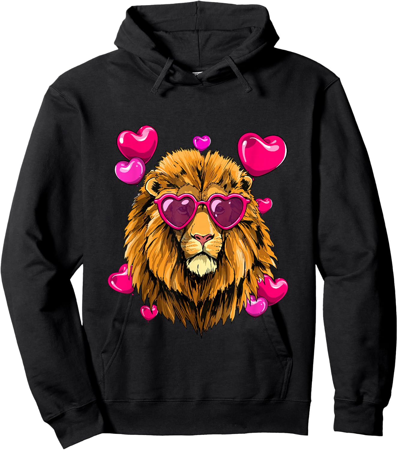 Valentines Day Lion Funny Lion Lover Hoodie - Hoodie | Black