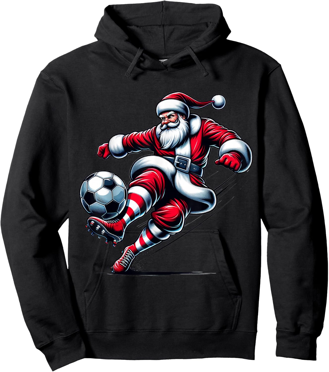 Santa Plays Soccer Christmas Sports Women Men Kids Hoodie - Hoodie | Black