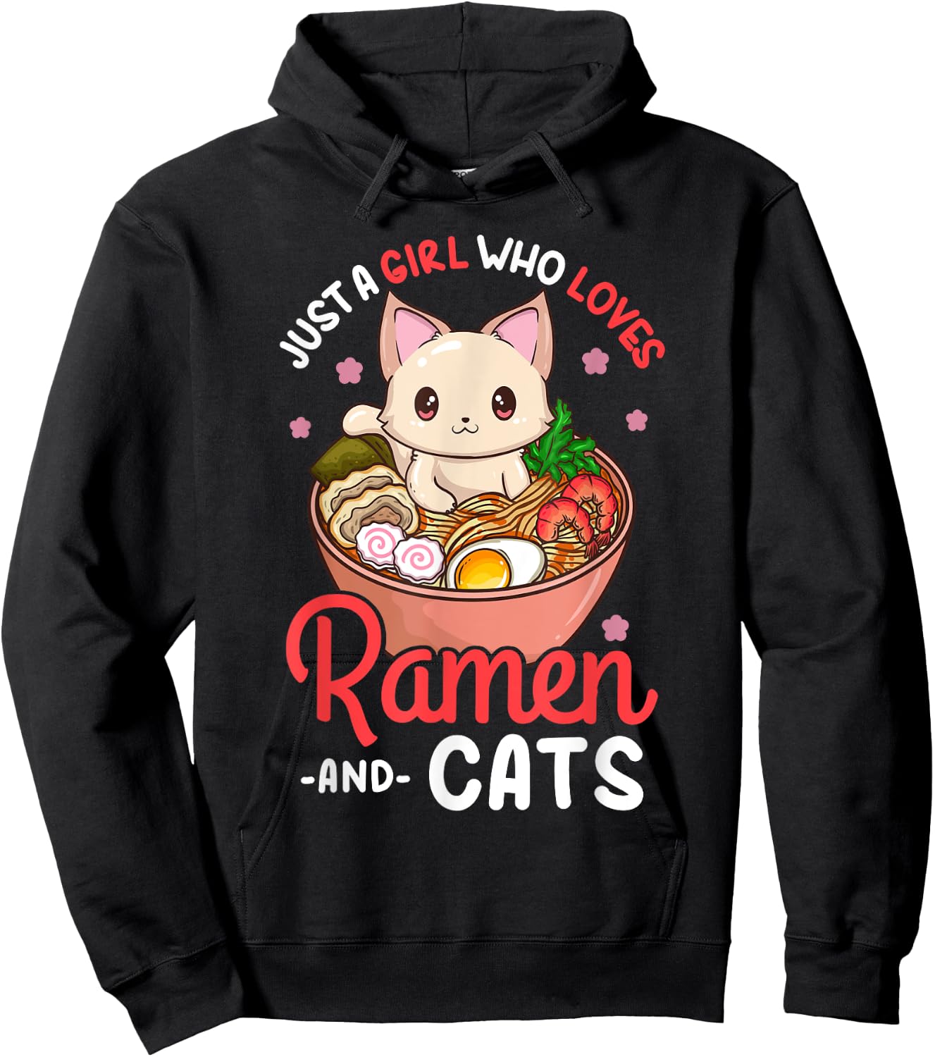Ramen Cat Neko Anime Kawaii Otaku Girl Hoodie - Hoodie | Black