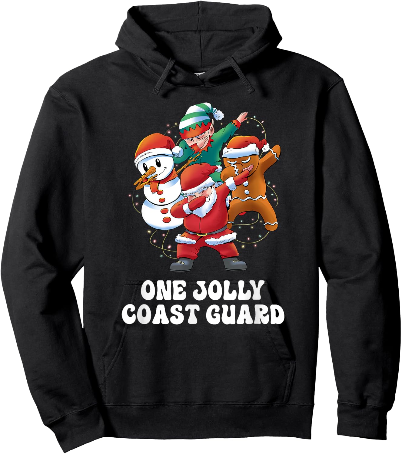 One Jolly Coast Guard Dabbing Santa Christmas Hoodie - Hoodie | Black