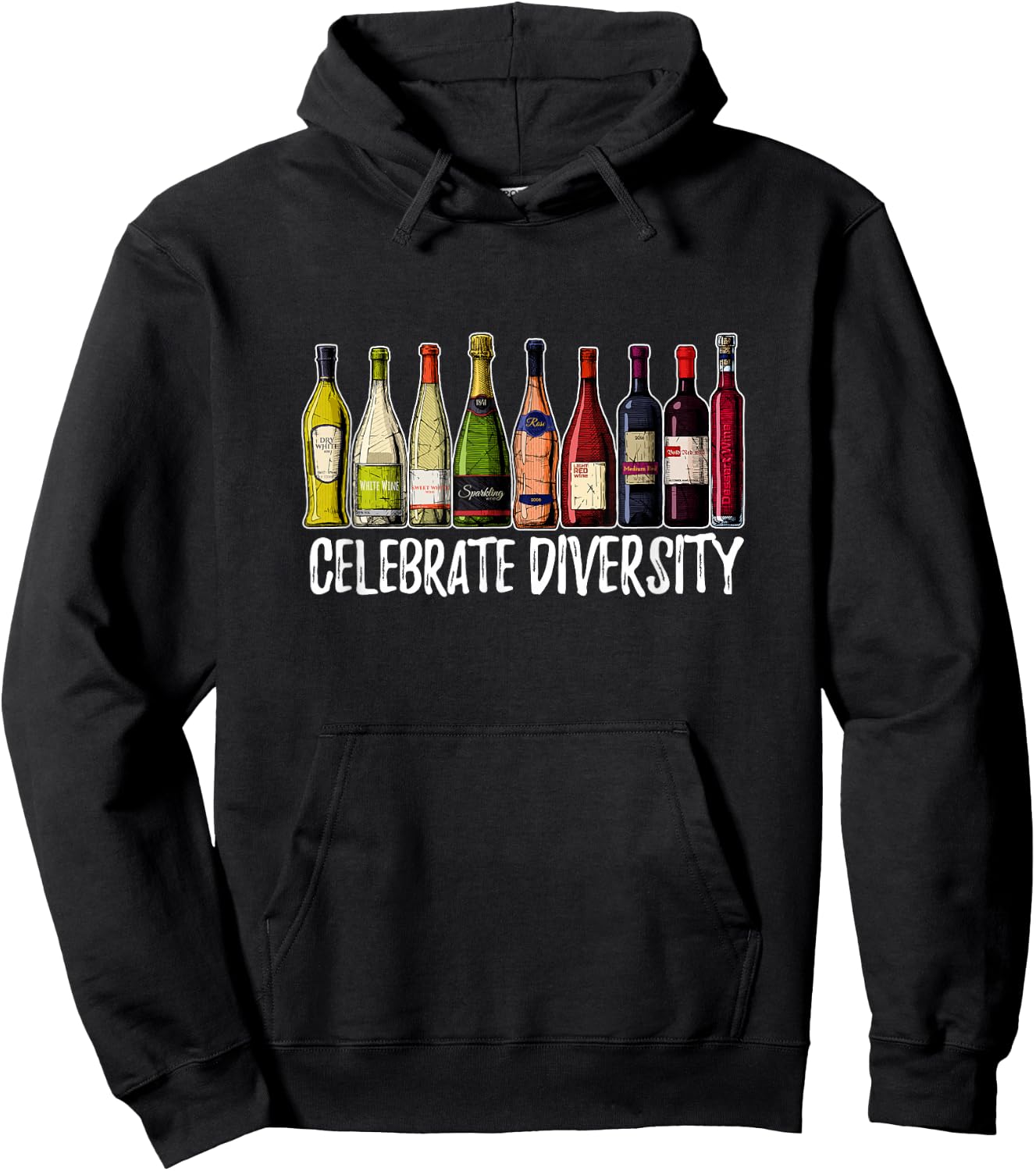 Celebrate Diversity Wine Shirts | Wine Drinker Hoodie - Hoodie | Black