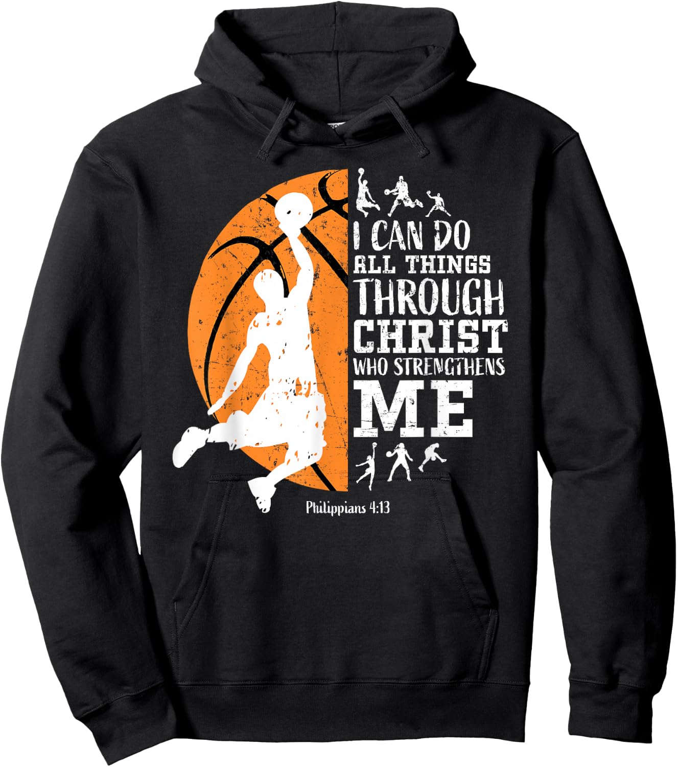Christian Basketball I Can Do All Things Through Christ Hoodie - Hoodie | Black