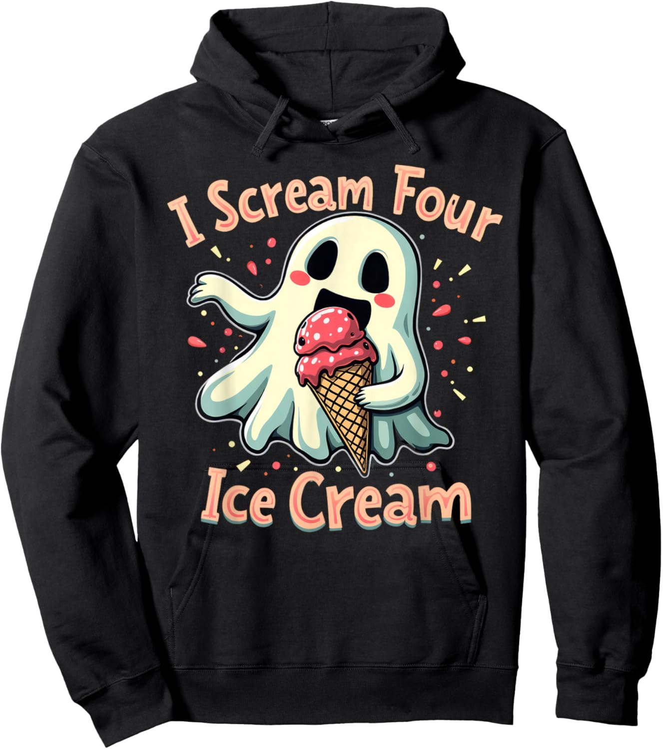 I Scream Four Ice Cream Halloween Funny I Scream Ghost Hoodie - Hoodie | Black