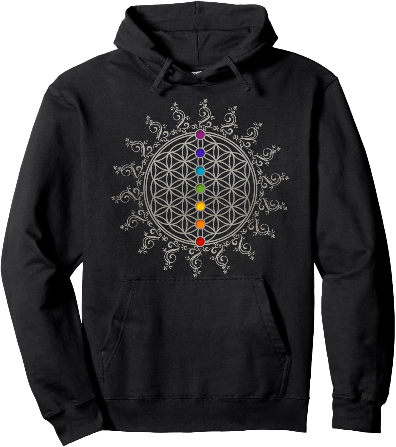Flower of Life, Chakra, Sacred Geometry, Spirituality, Yoga Hoodie - Hoodie | Black