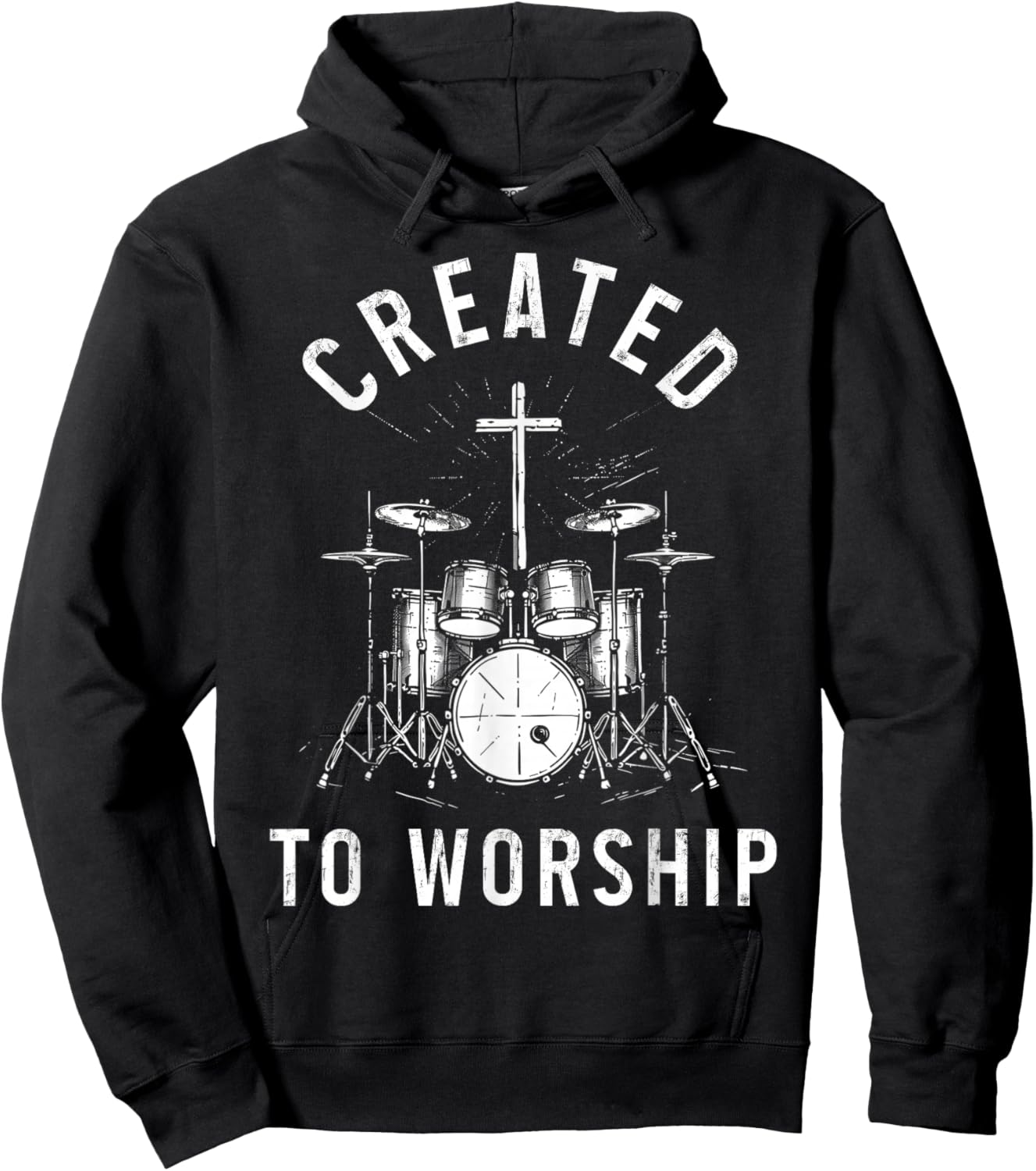 Christian Drummer Created To Worship Faith Cross Jesus Hoodie - Hoodie | Black