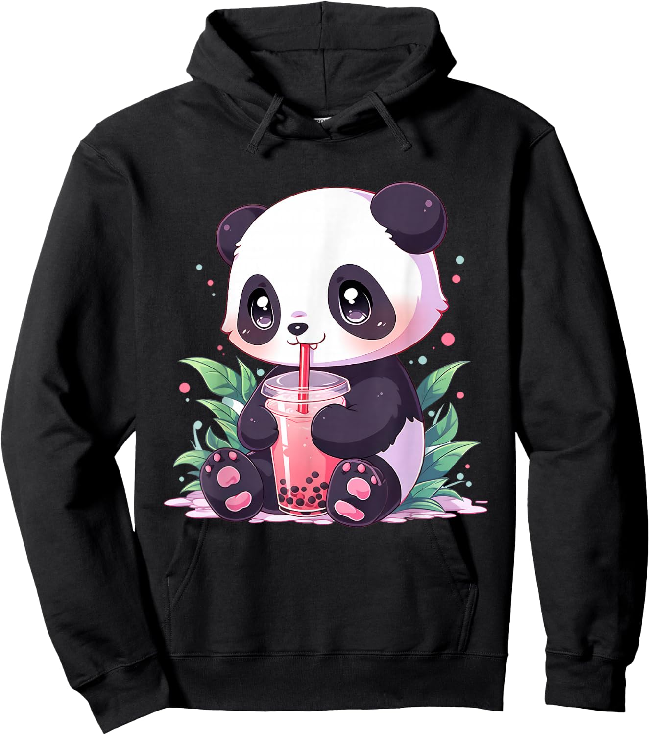 Kawaii Panda Drinking Bubble Tea Boba Lover Hoodie - Hoodie | Black