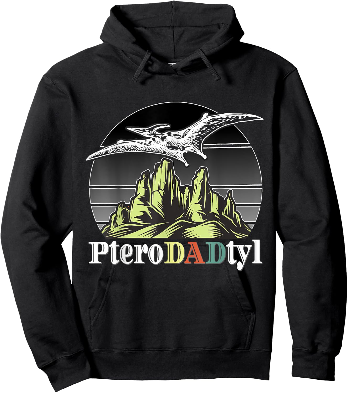 Funny Pterodactyl PteroDADtyl Awesome Dads Father Papa Daddy Hoodie - Hoodie | Black