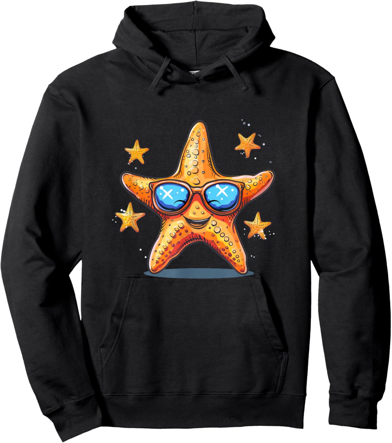 Smiling Starfish Sunglasses for funny Boys and Girls Hoodie - Hoodie | Black