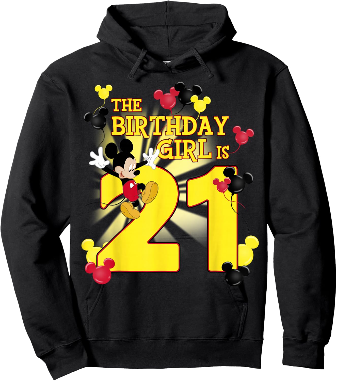 Disney Mickey and Friends Mickey 21st Birthday Girl Hoodie - Hoodie | Black