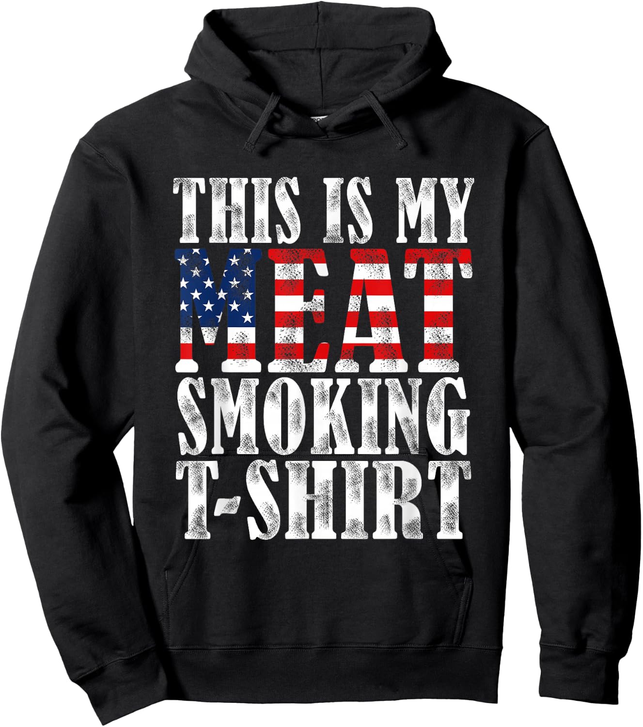 Retro BBQ Smoker Vintage US Flag This Is My Meat Smoking Hoodie - Hoodie | Black