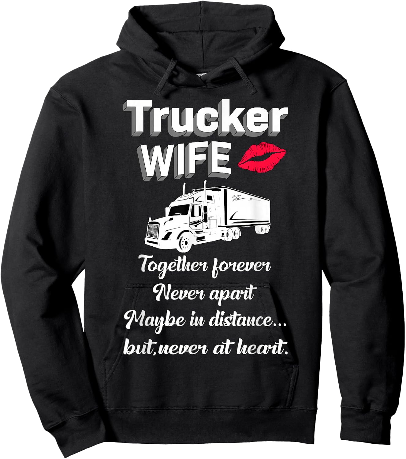 Trucker Wife Truckers Wife Trucker's Wife Funny Hoodie - Hoodie | Black