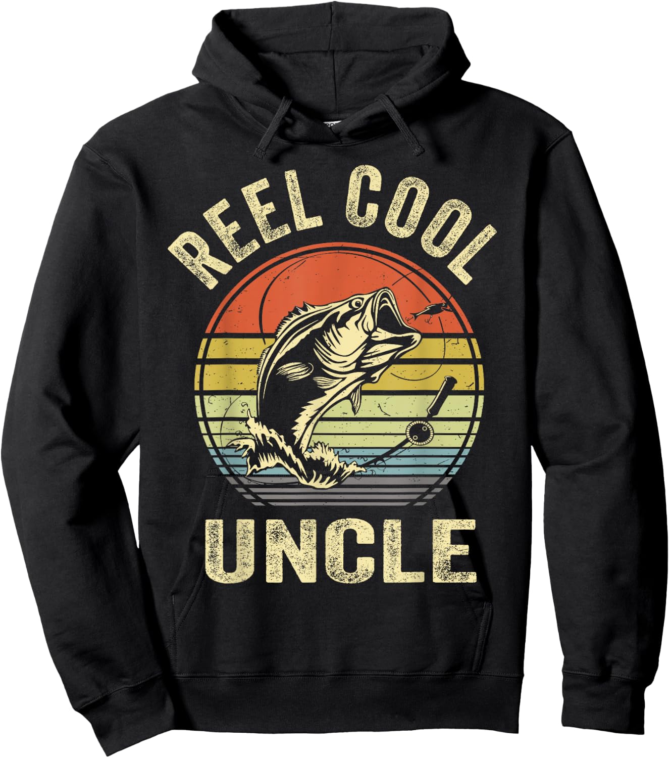 Fishing Reel Cool Uncle Bass Fish Funny Dad Graphic Hoodie - Hoodie | Black