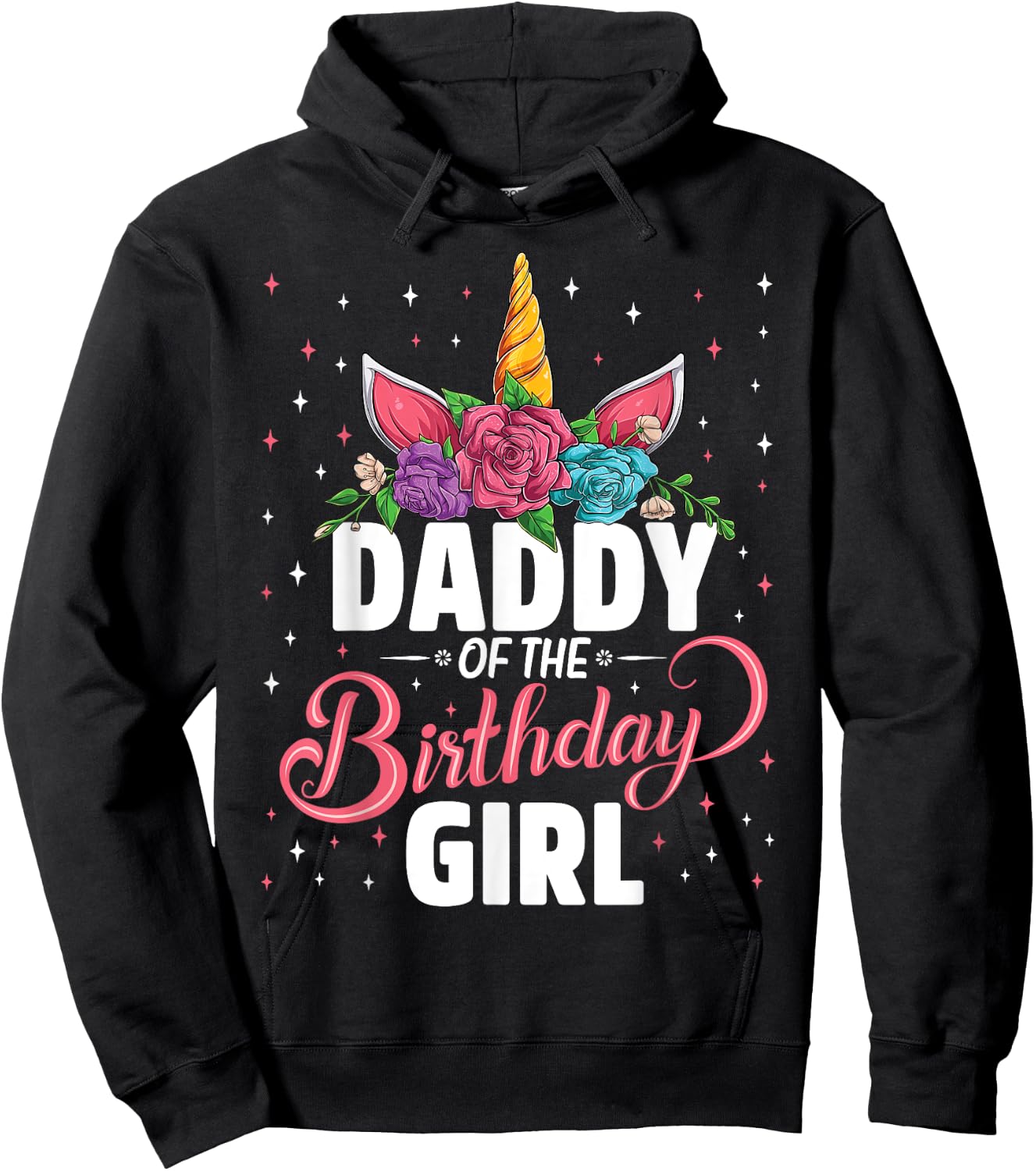 Daddy Of The Birthday Girl Unicorn Girls Family Matching Hoodie - Hoodie | Black