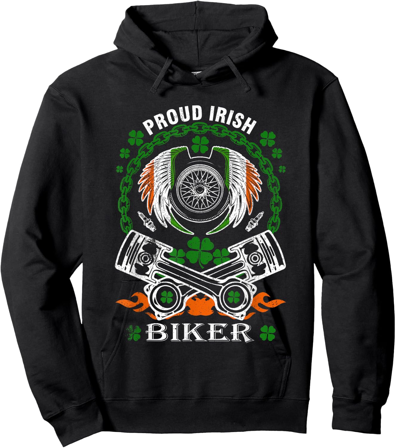 Irish Biker Happy Patrick's Day Motorcycle Lover Men Gifts Hoodie - Hoodie | Black