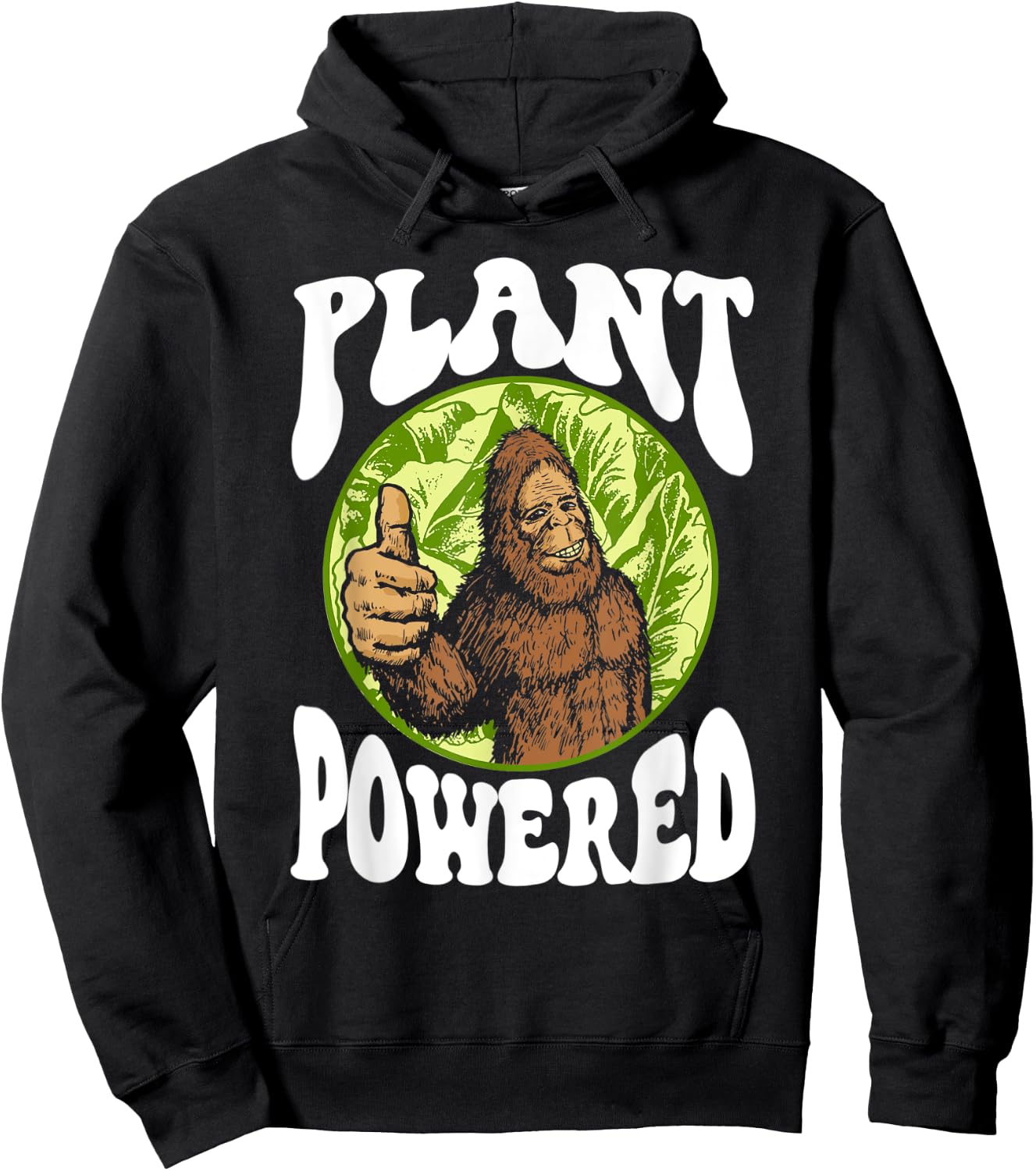 Plant-Powered Funny Vegan Vegetarian Bigfoot Squatch Retro Hoodie - Hoodie | Black