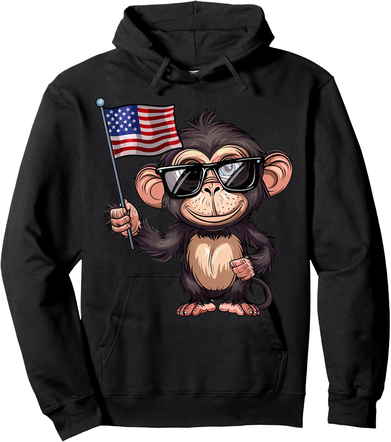 Monkey USA Flag - Funny Monkey Lovers 4th of July Hoodie - Hoodie | Black