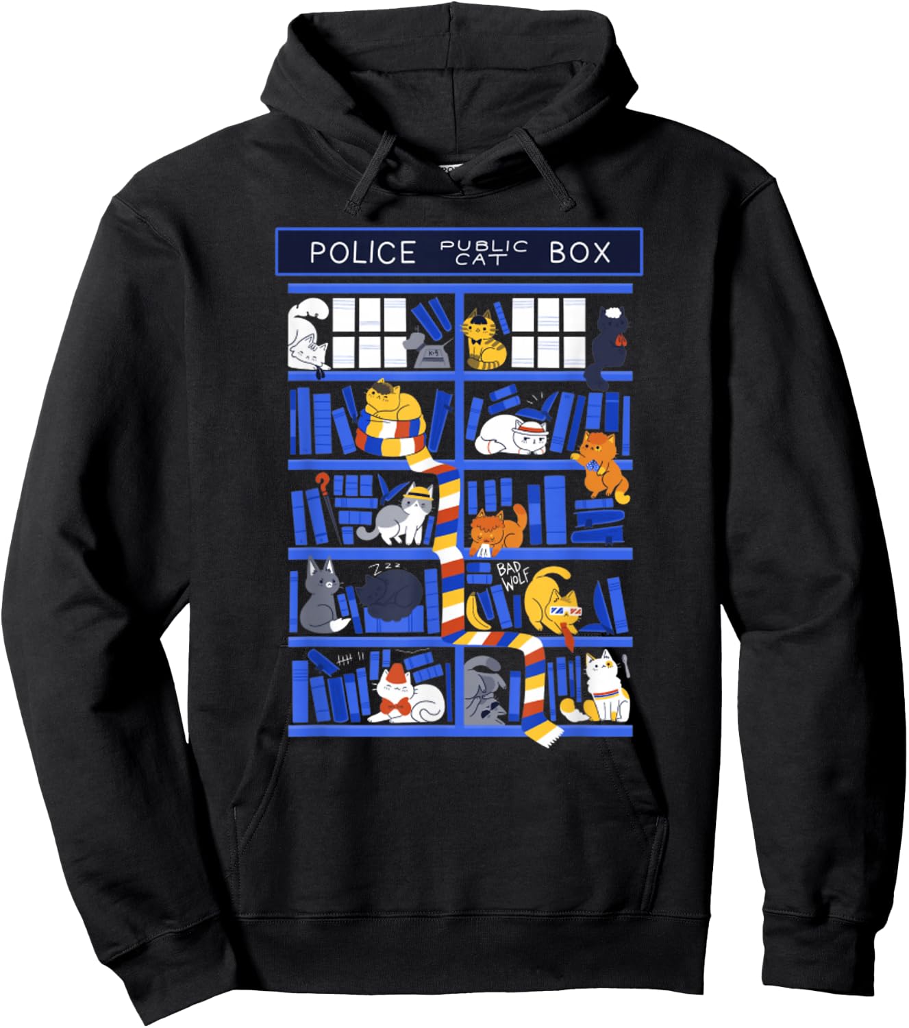 Library Box Who Police Box Cute Cat TV Series Hoodie - Hoodie | Black