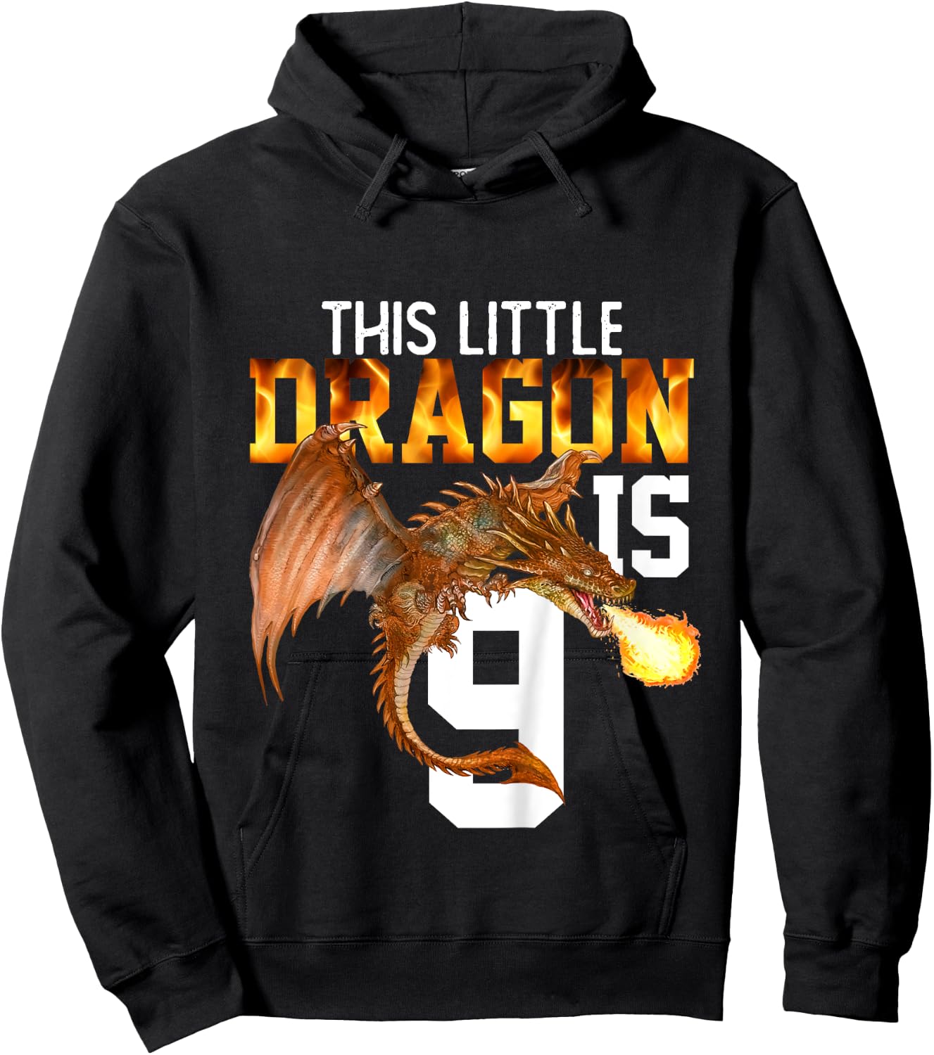 Turning 9 Year Old Birthday Gift Boy Dragon 9th Bday Girl Hoodie - Hoodie | Black