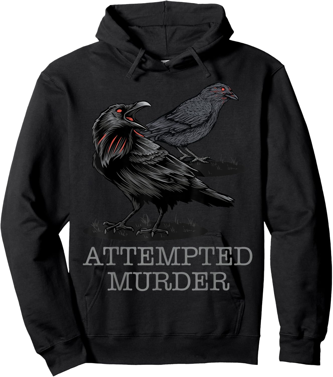 Attempted Murder Crows & Raven Funny Crow Shirt Birds Hoodie - Hoodie | Black