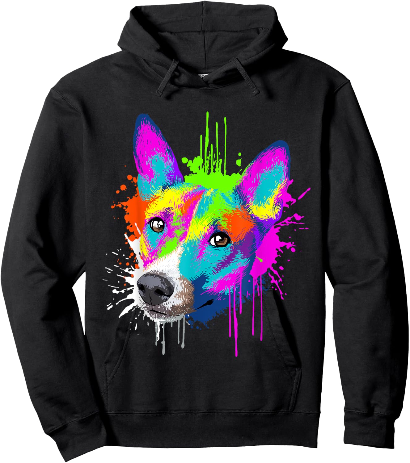 Splash Art Basenji Dog Holder Gift Dogs Men Women Kids Hoodie - Hoodie | Black