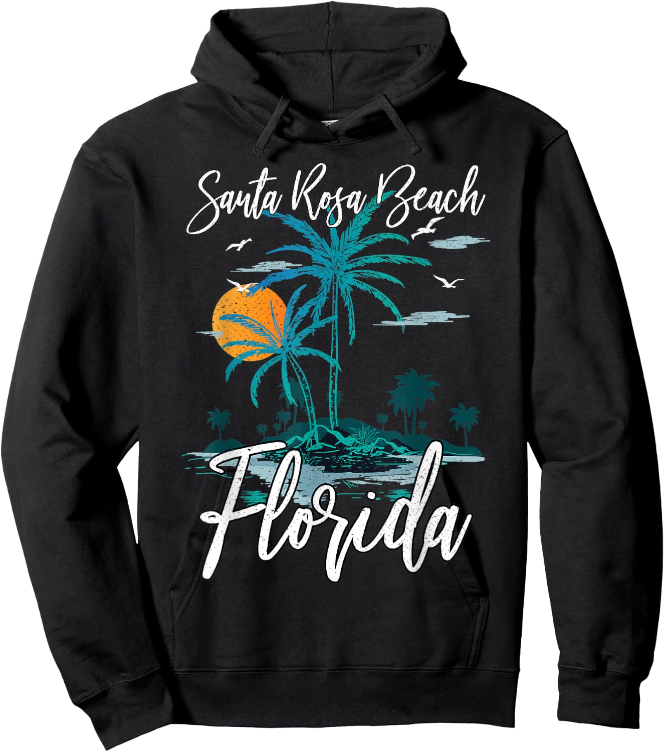 Family Vacation Retro Sunset Florida Santa Rosa Beach Hoodie - Hoodie | Black