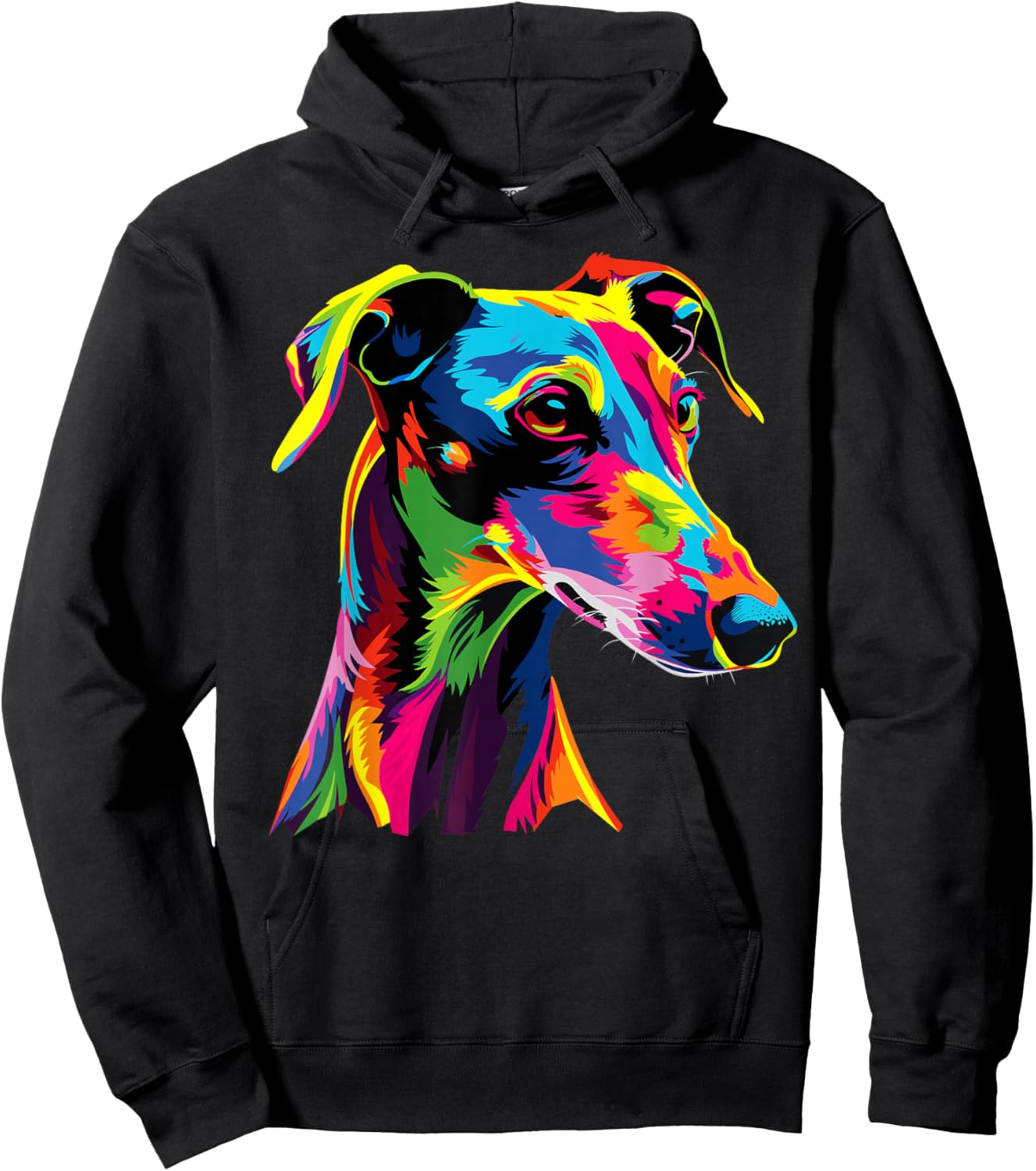 Greyhound Dog Colorful Pop Art Rainbow Sighthound Greyhounds Hoodie - Hoodie | Black